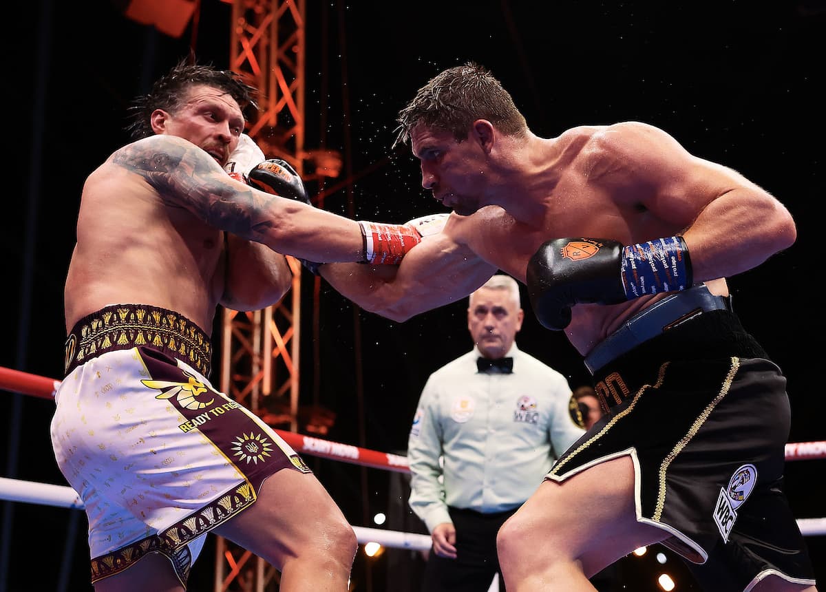 Rico Verhoeven lands a punch during fight against Oleksandr Usyk