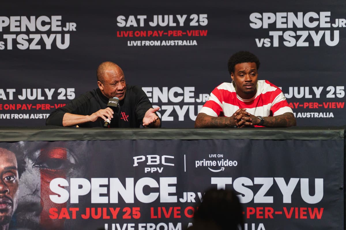 Ronnie Shields and Errol Spence Jr at a press event