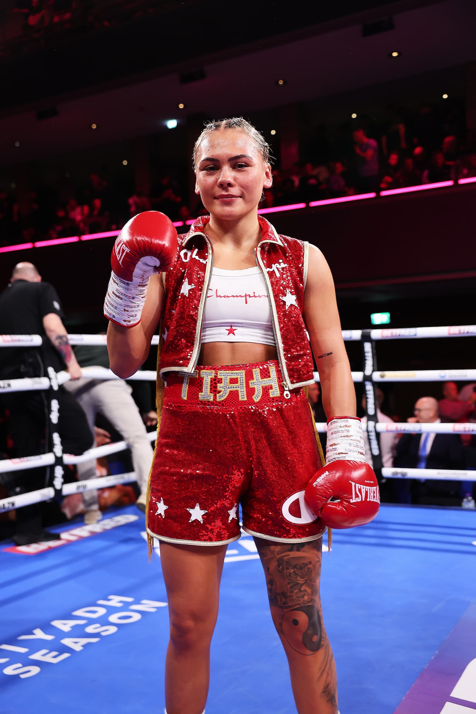 Tiah Mai Ayton poses after her victory over Stevi Levy