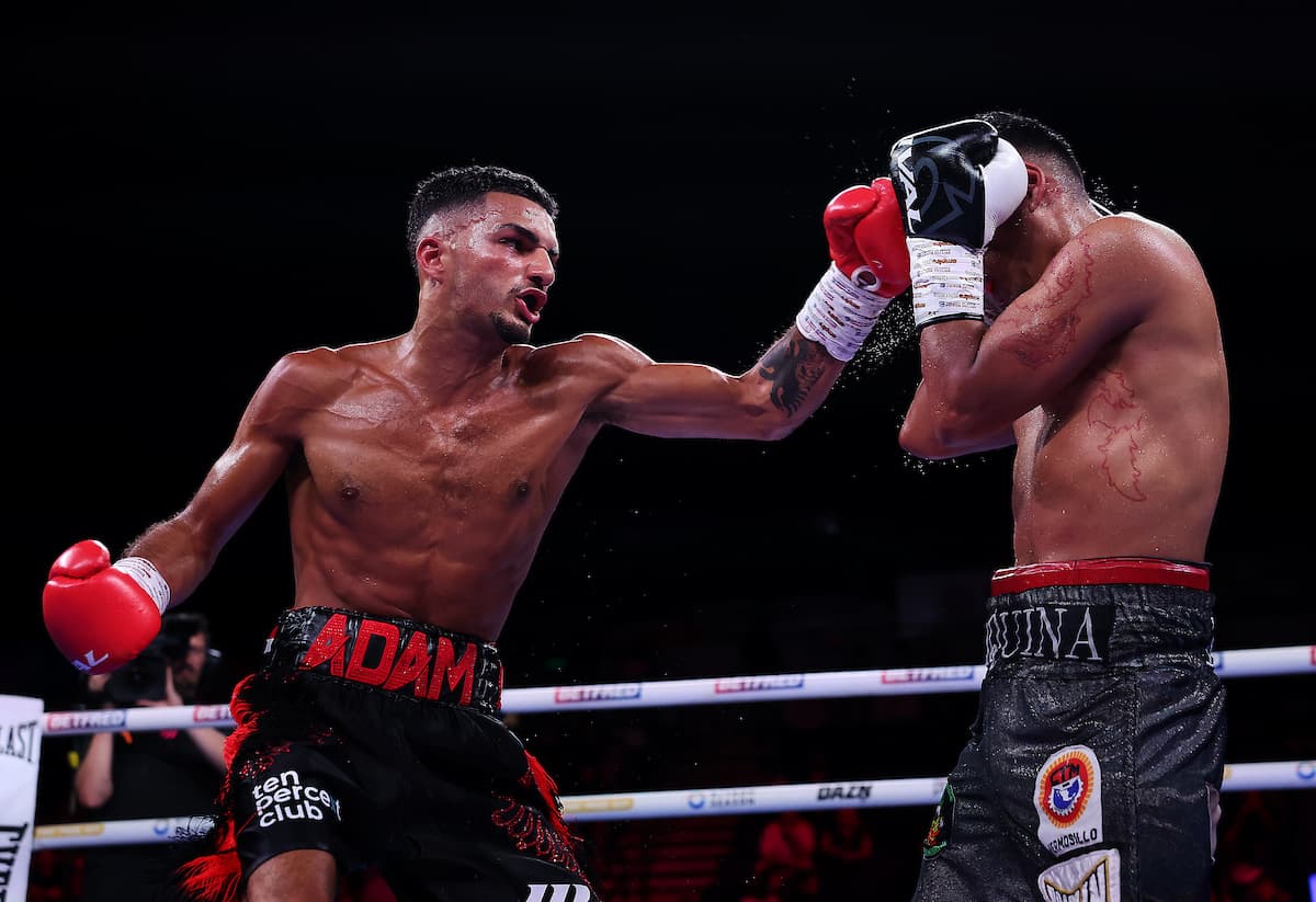 Adam Maca attacks Cesar Ignacio Paredes during their bout