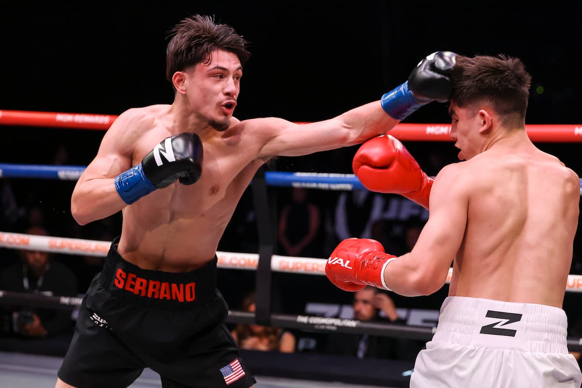Adrian Serrano lands a jab during his bout against Brady Ochoa