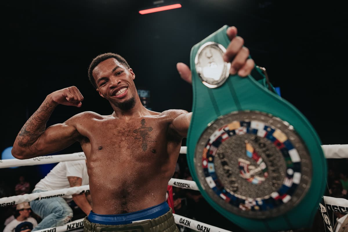 Amir Anderson with his championship belt after victory over Jonas Sylvain