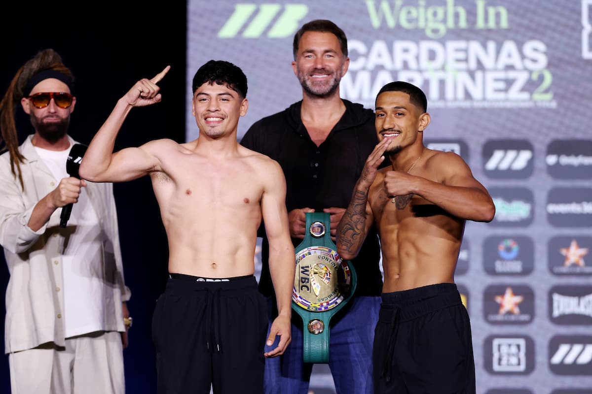 Arturo Cardenas and Jordan Martinez at the weigh-in ahead of their bout