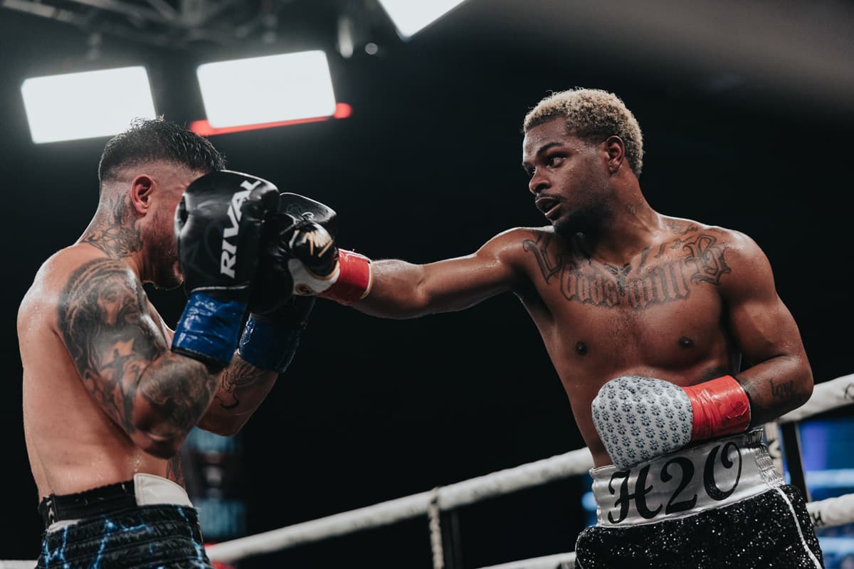 Ashton Sylve lands a jab during his bout against Joseph Diaz