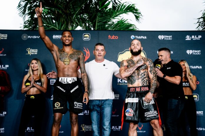 Bryce Henry and Julian Lane at the BKFC Hollywood weigh-in