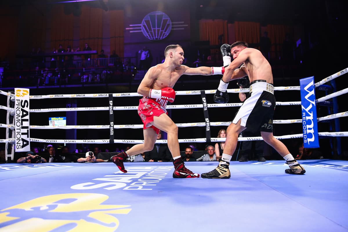 Caleb Tirado lands a punch during his bout against Osmar Rodriguez
