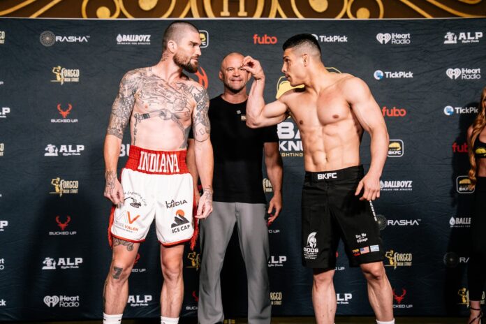 Cameron VanCamp and Gregoris Cisneros at the BKFC Hammond weigh-in