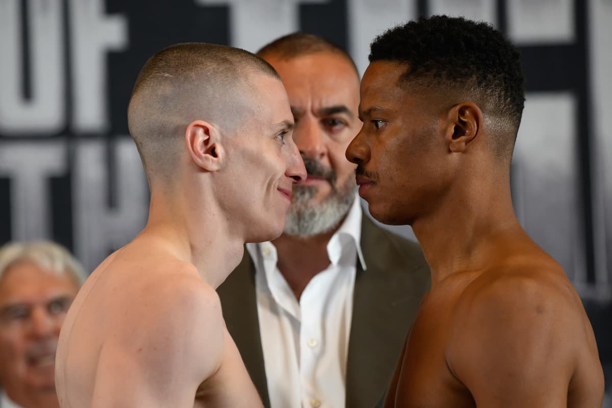 Daylen Pepin and Jordan Dzaba face off at the weigh-in ahead of their bout