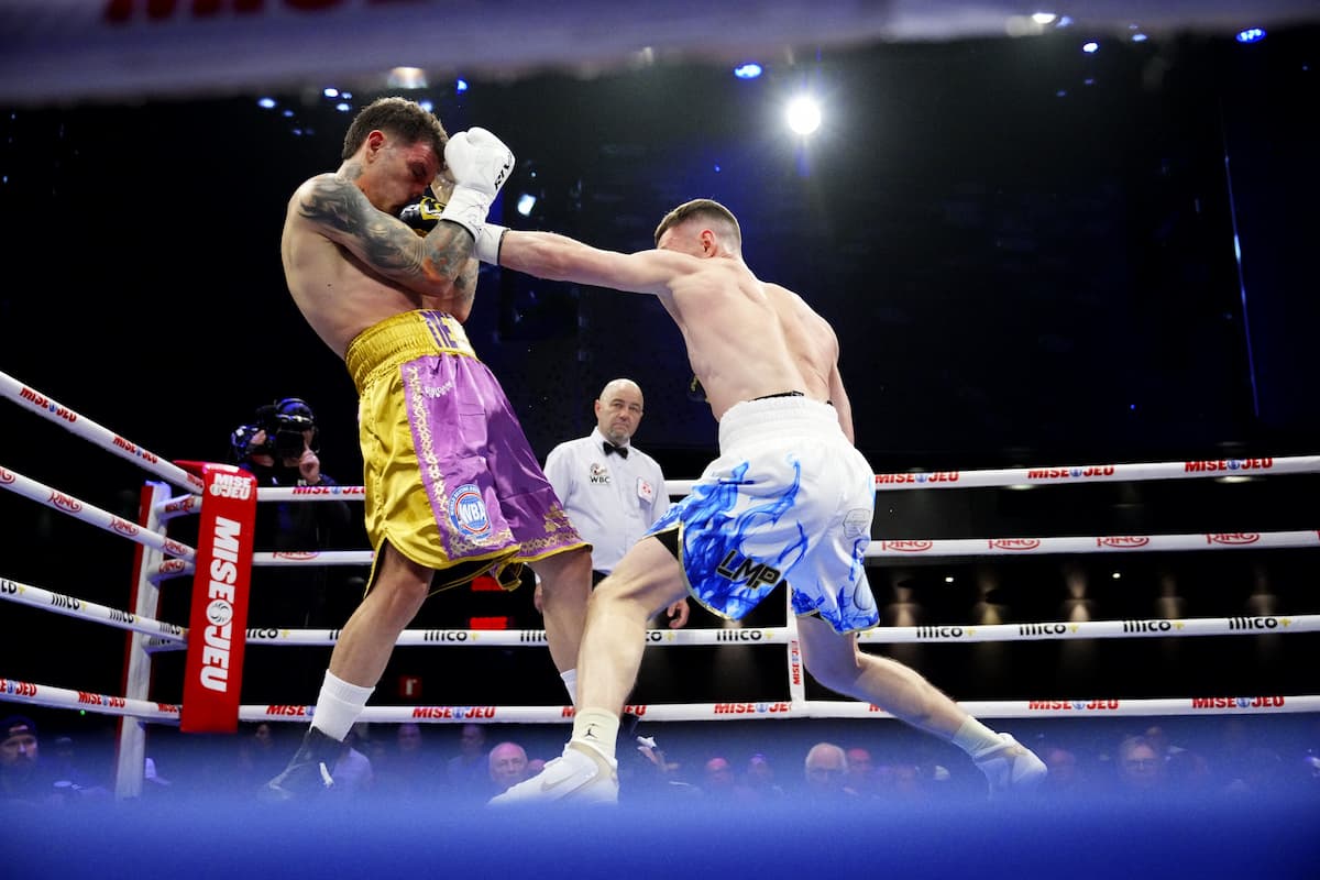Dzmitry Asanau lands a jab during his bout against Roger Gutierrez