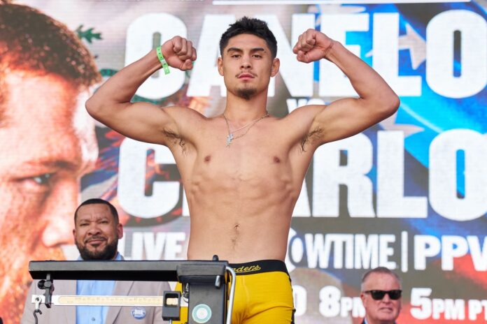 Elijah Garcia at the weigh-in ahead of his boxing bout