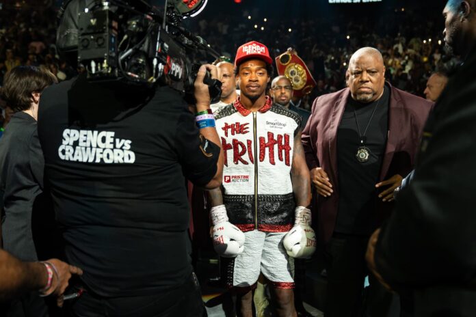 Errol Spence Jr. during his ring walk against Terence Crawford