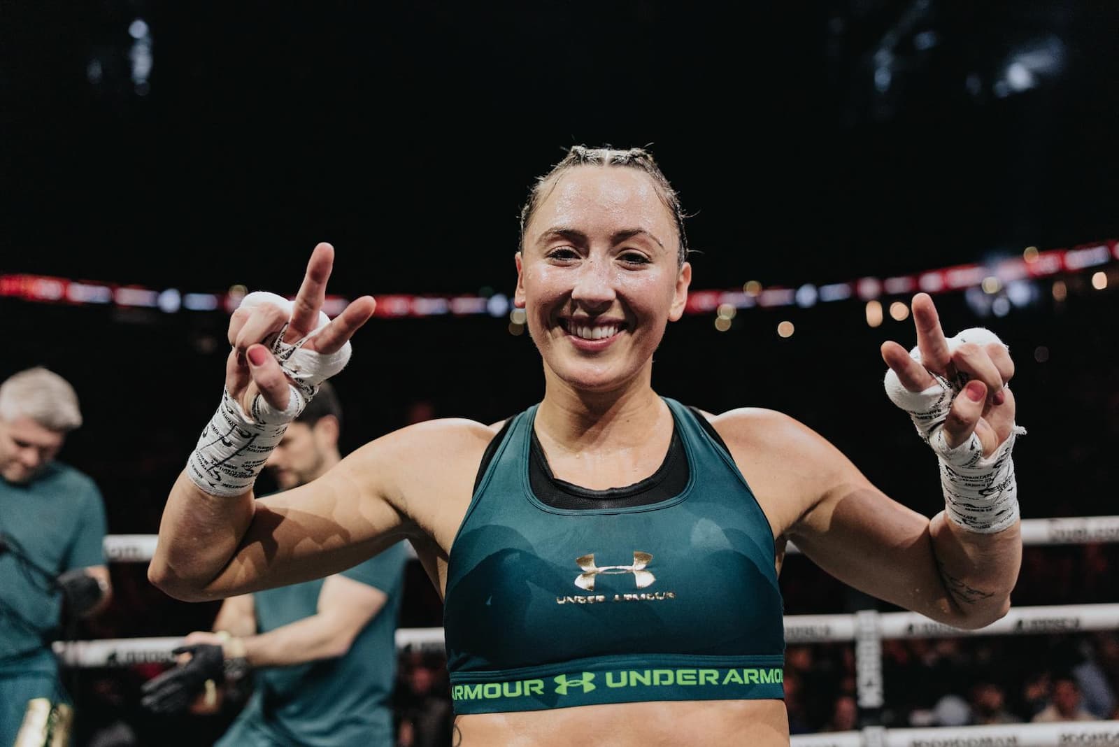 Jade Jones celebrates after victory over Federica Riccio