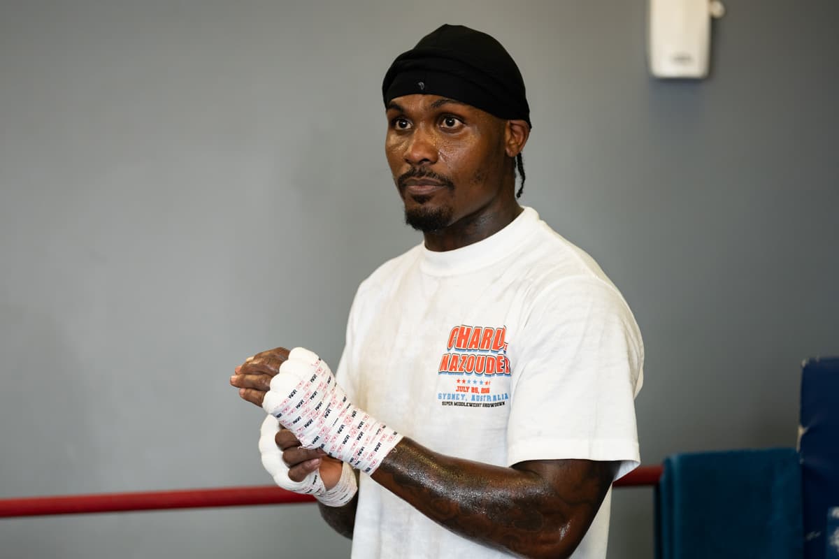 Jermall Charlo inside the boxing ring during a media workout