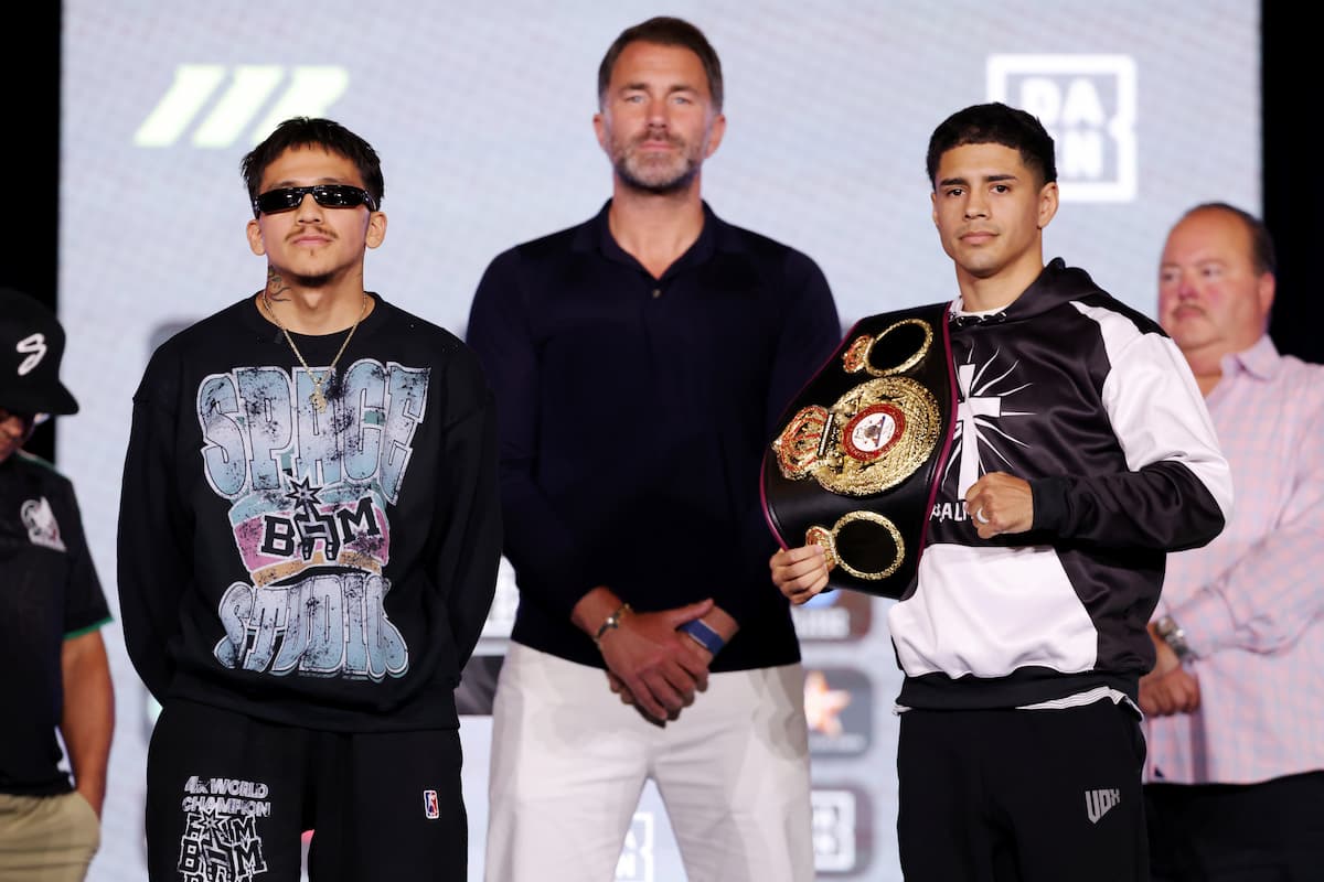 Jesse Rodriguez and Antonio Vargas during a press conference ahead of their bout