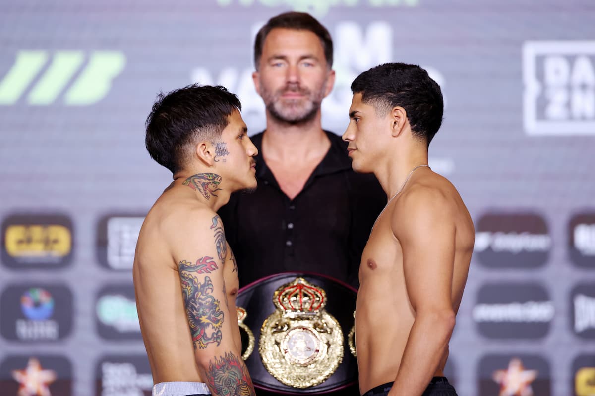 Jesse Rodriguez and Antonio Vargas face off at the weigh-in ahead of their bout