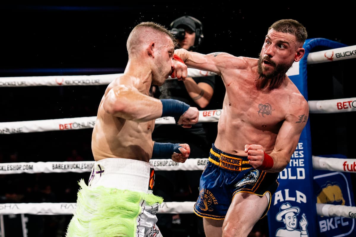 Justin Street lands a punch during his bout against Ronny Hauser