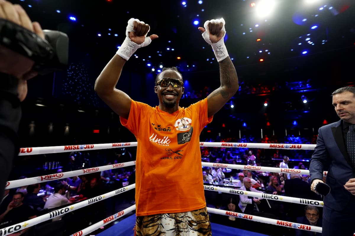 Keven Beausejour celebrates his victory over Davorin Brajkovic