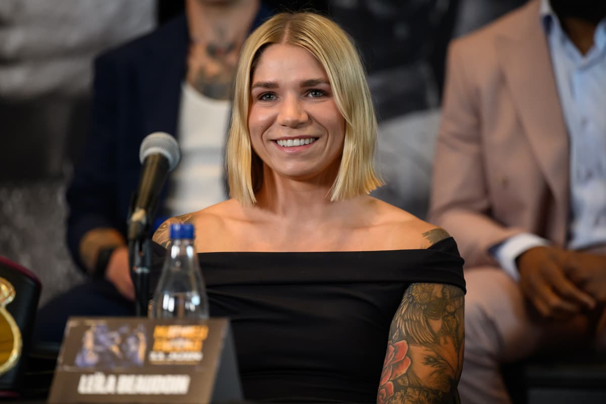 Leila Beaudoin during a press conference