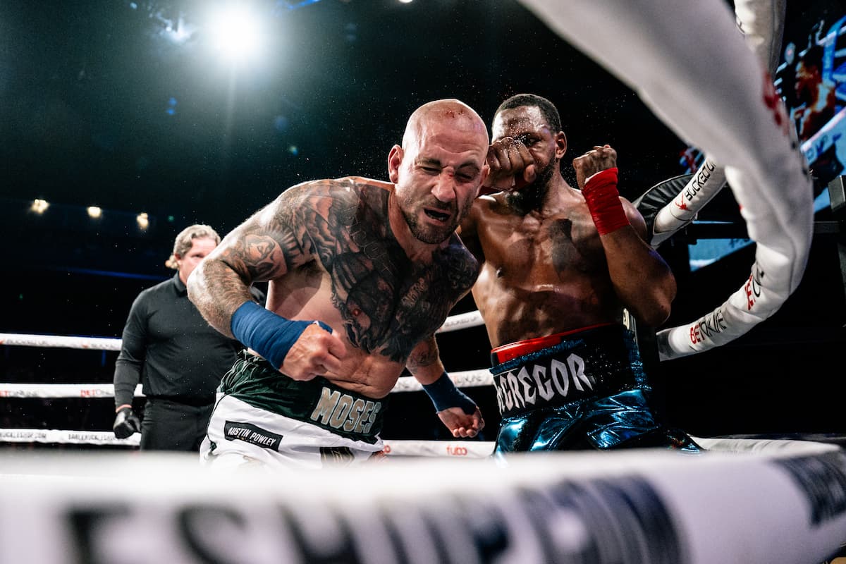 Martez McGregor throws a punch during his bout against Casey Moses