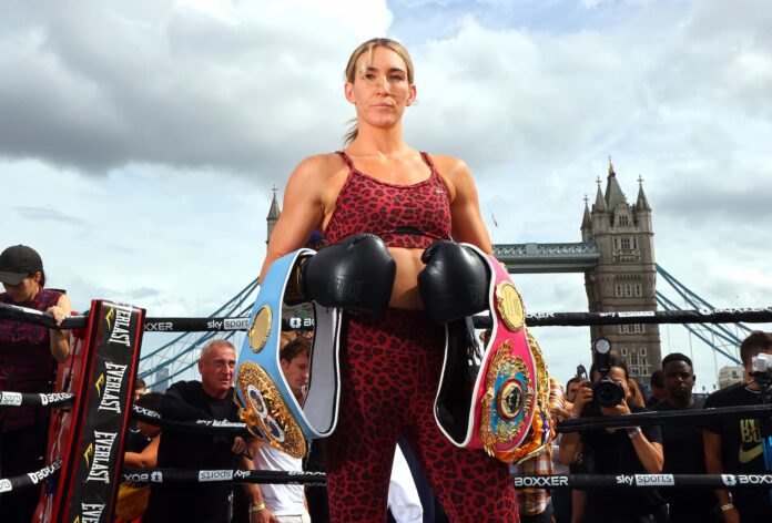 Mikaela Mayer during an open workout ahead of her bout