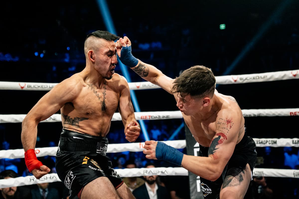 Payton Hayes lands a punch during his bout against Julian Valencia