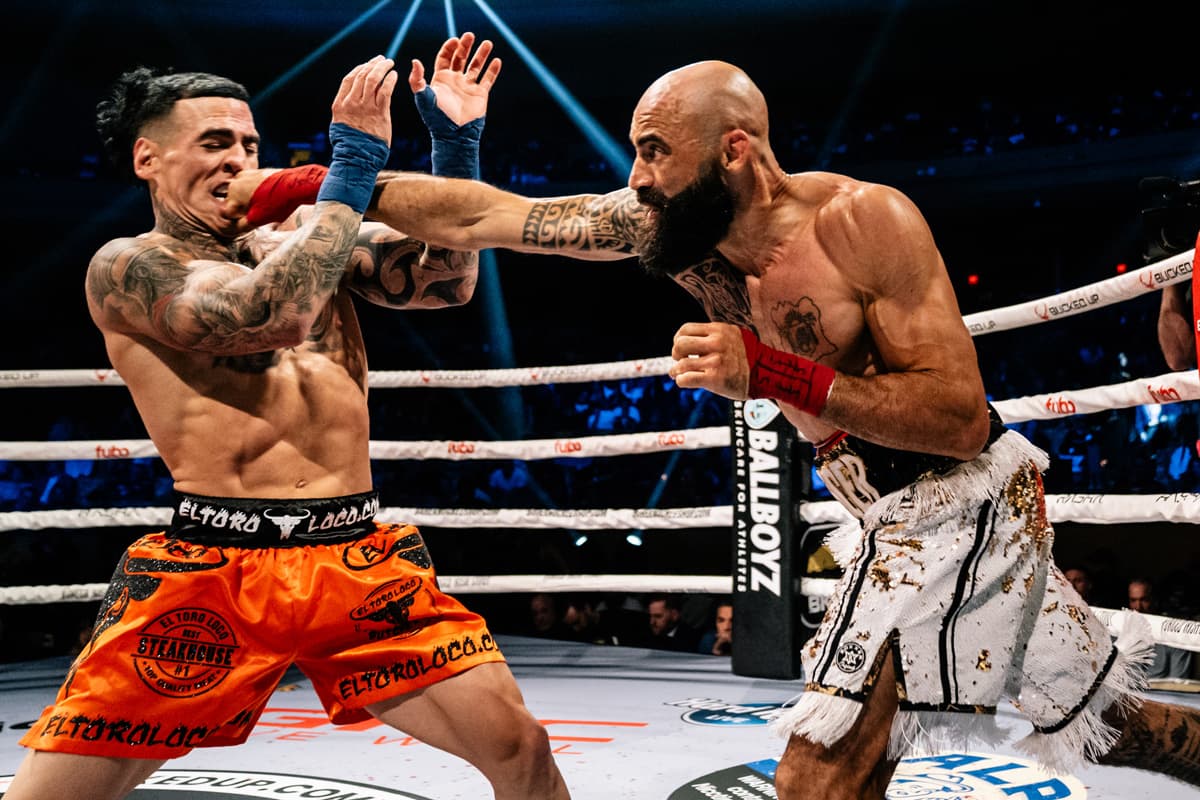 Romain Courcier lands a punch during his bout against Eduardo Suarez