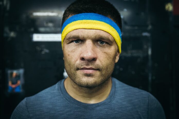 Sergiy Derevyanchenko during a media workout ahead of his bout