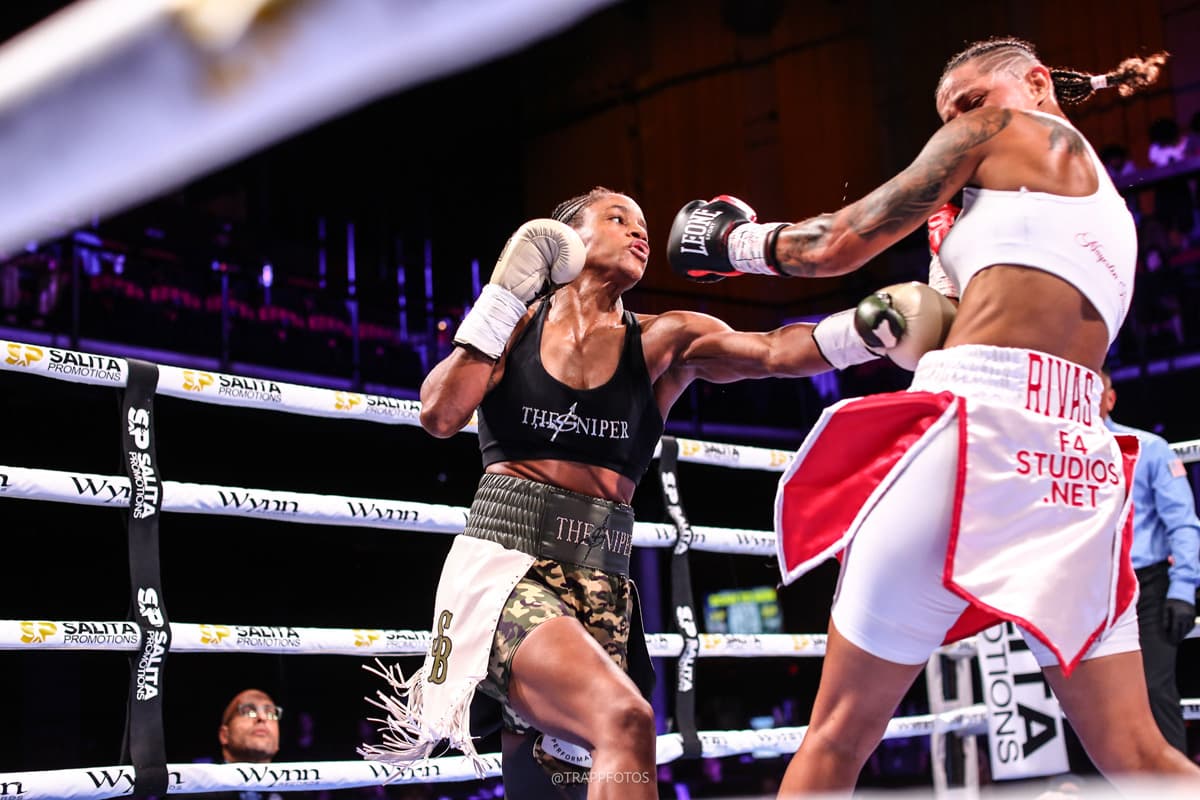 Shanell Butler lands a punch during her bout against Mayerlin Rivas