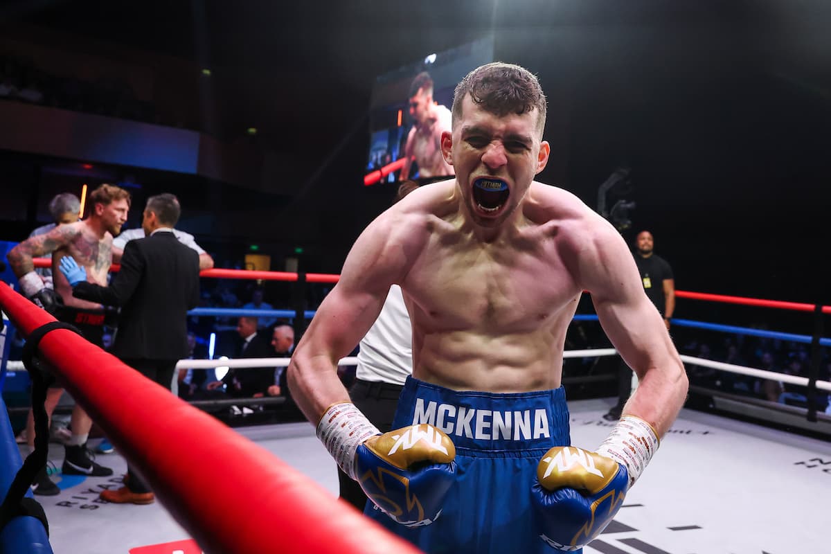 Stephen McKenna celebrates his victory over Casey James Streeter during their bout
