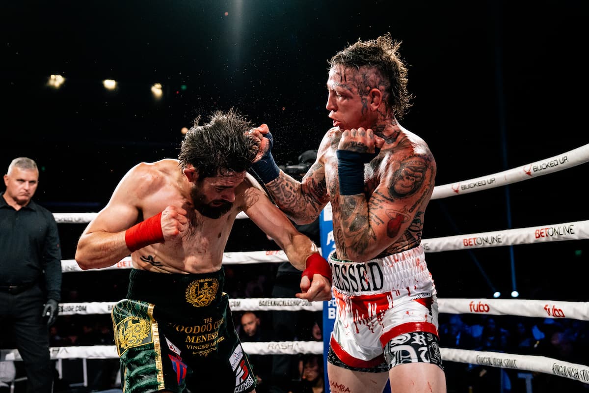 Stevo Morris lands a punch during his bout against Brandon Meneses