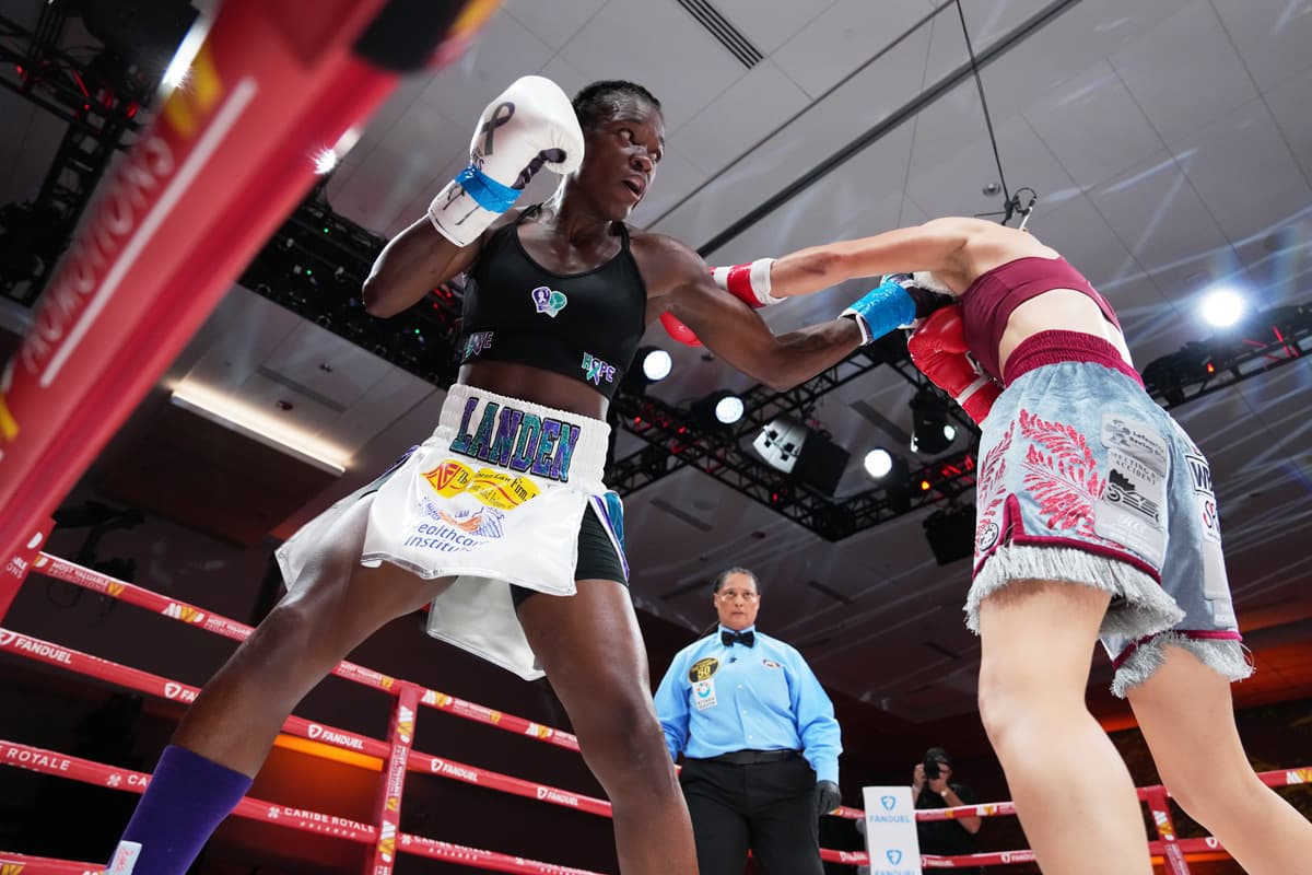 Tiara Brown lands a punch during her bout against Hannah Rapp