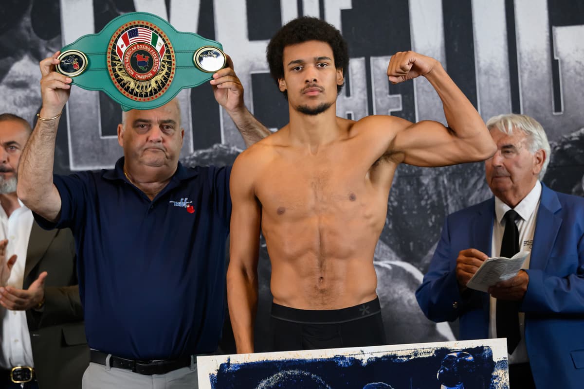 Wilkens Mathieu at the weigh-in ahead of his bout