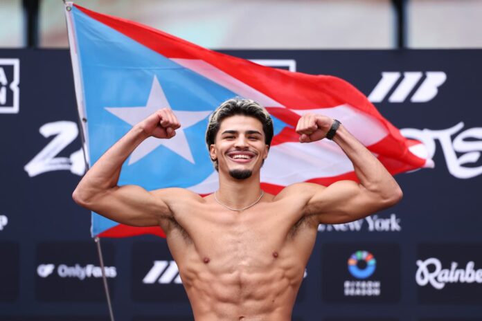 Xander Zayas at the weigh-in ahead of his bout against Jaron Boots Ennis