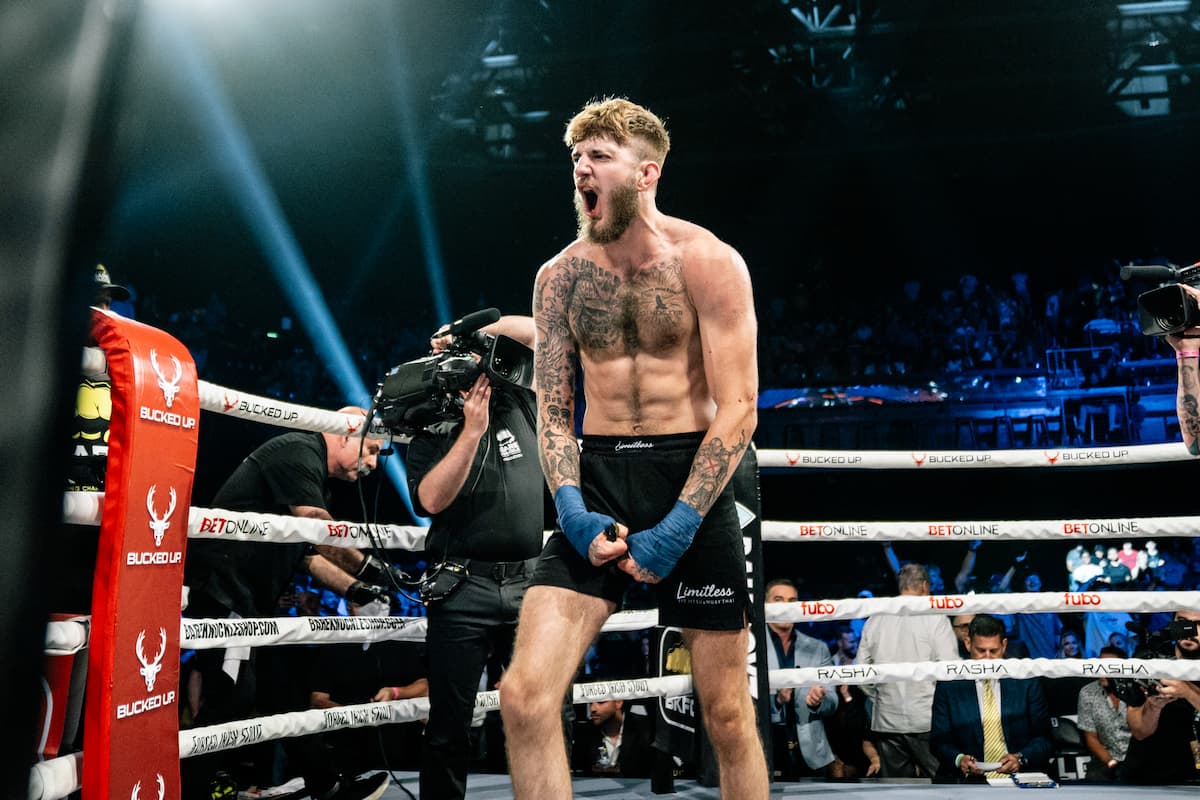 Zach Russ celebrates his victory over Kelvin Rayford