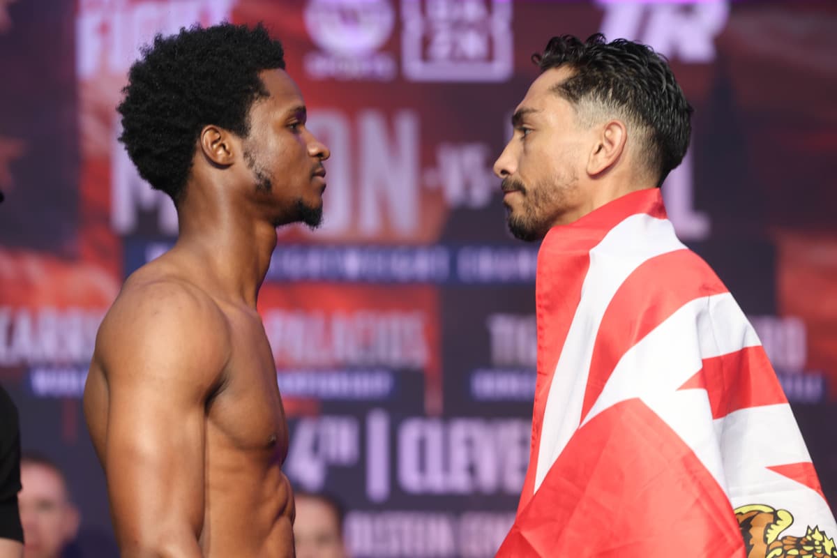 Abdurrahman Mason and Alvaro Huizar Cabral at the weigh-in in Cleveland