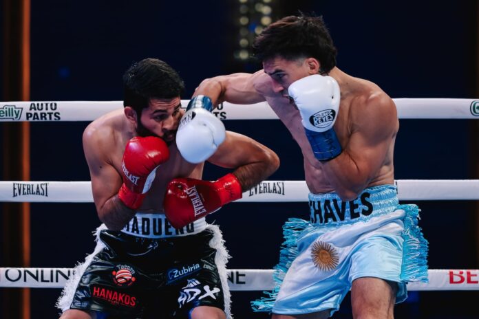 Alan Chaves lands a punch during his bout against Miguel Madueno