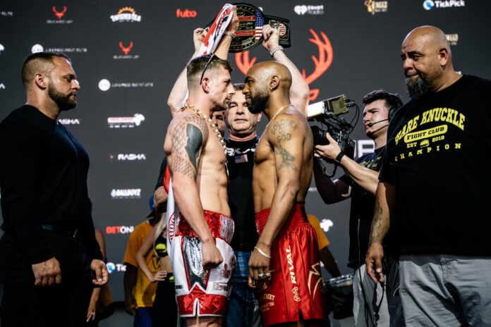Ben Bonner and Austin Trout face off at the BKFC Liberty Brawl weigh in