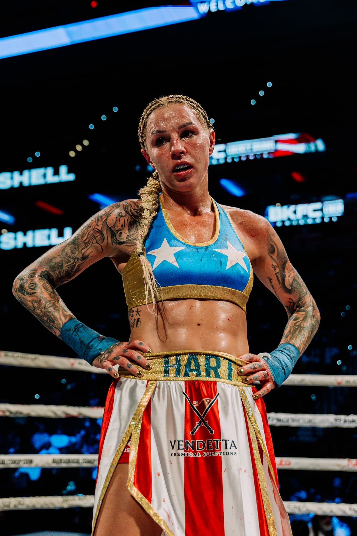 Britain Hart in the ring during her bout against Sarah Shell