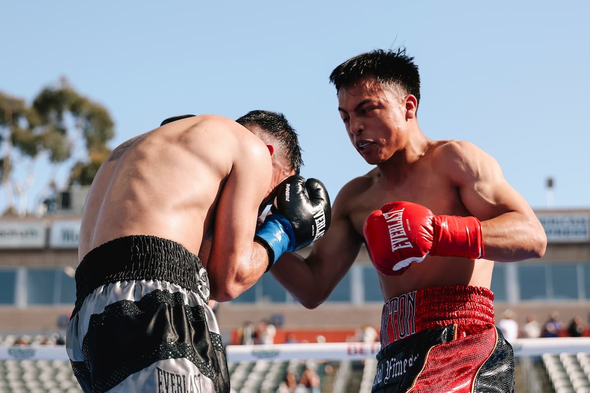 Bruno Rios Jr. lands an uppercut during his bout against Saul Sanchez