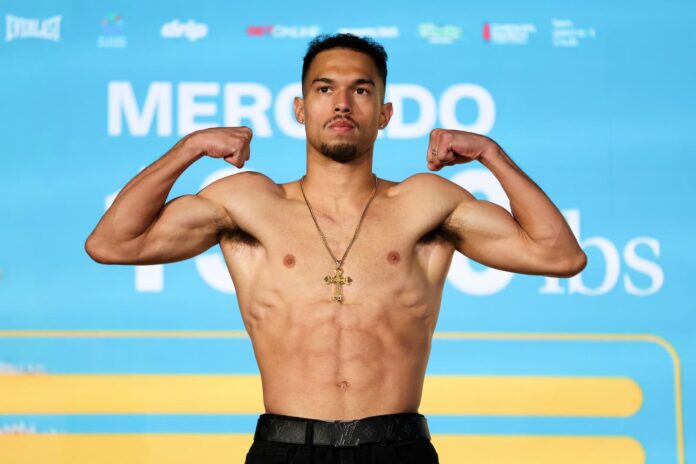 Ernesto Mercado during the weigh in ahead of his bout against Antonio Moran