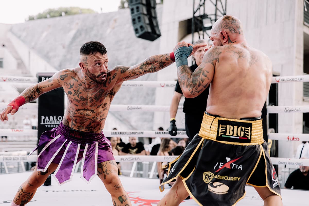 Guglielmo Gicco throws a jab during his bout against Antonio Moscatiello