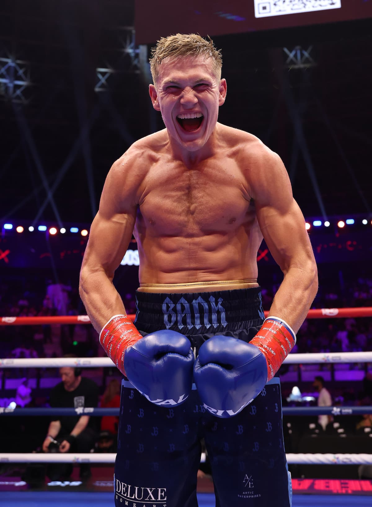 Jacob Bank celebrates his victory over Pawel August