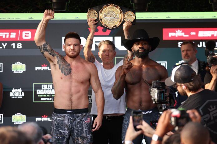 Johnny Eblen and Impa Kasanganay at the PFL Austin weigh-in