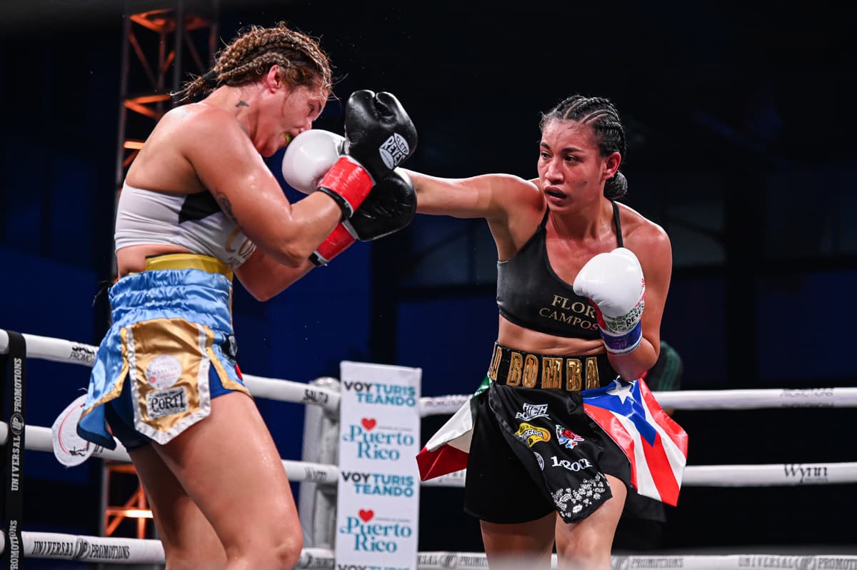 Litzy Vazquez Ochoa throws a punch during her bout against Edith Soledad Matthysse