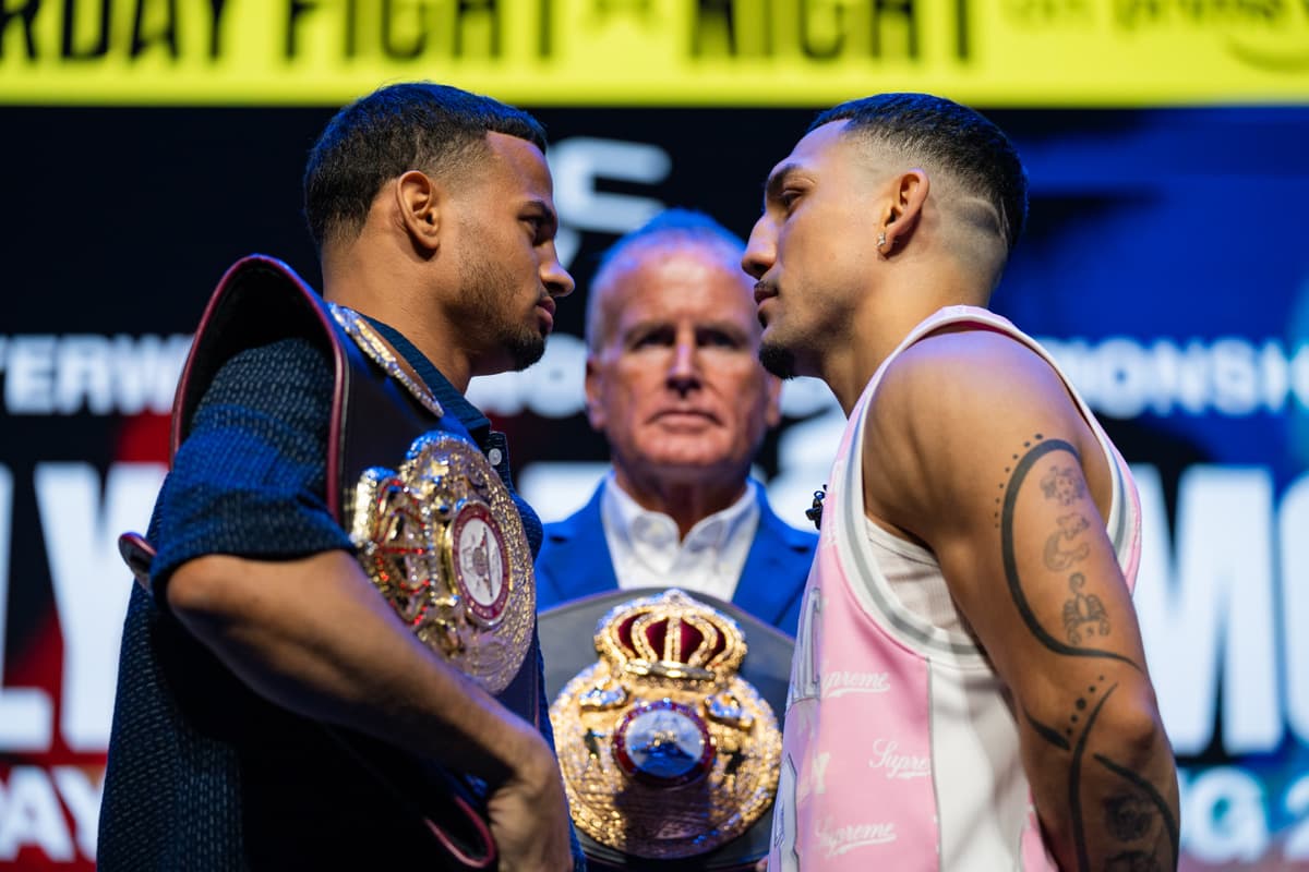 Rolando Romero and Teofimo Lopez face off during a press conference