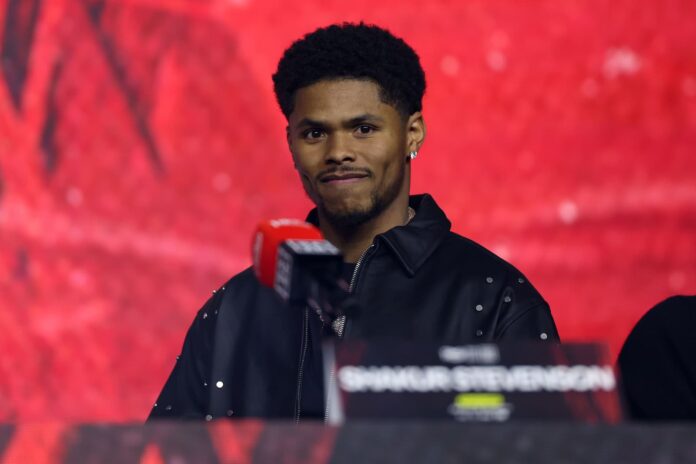 Shakur Stevenson during a press conference ahead of the Ring VI card