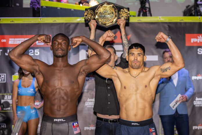 Thad Jean and Ernesto Rodriguez at the PFL Washington DC weigh-in