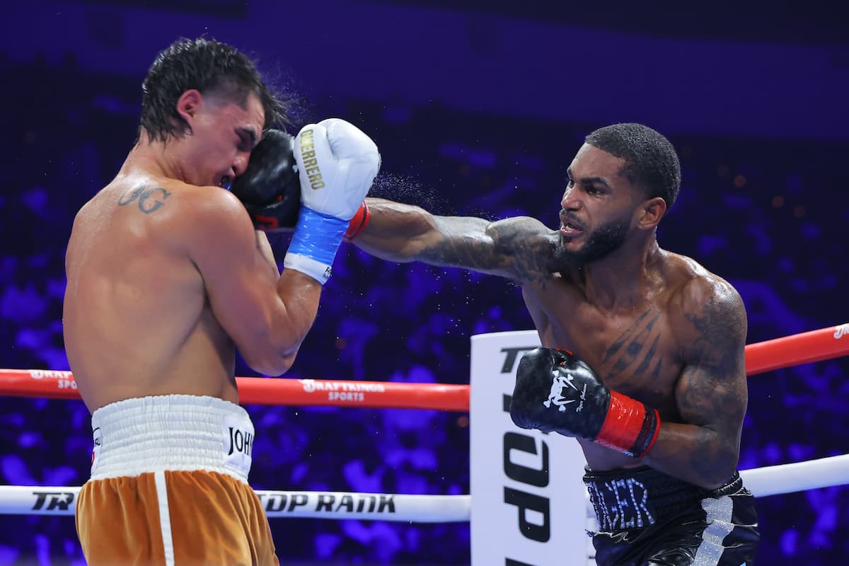 Tiger Johnson lands a punch during the bout against Christopher Guerrero