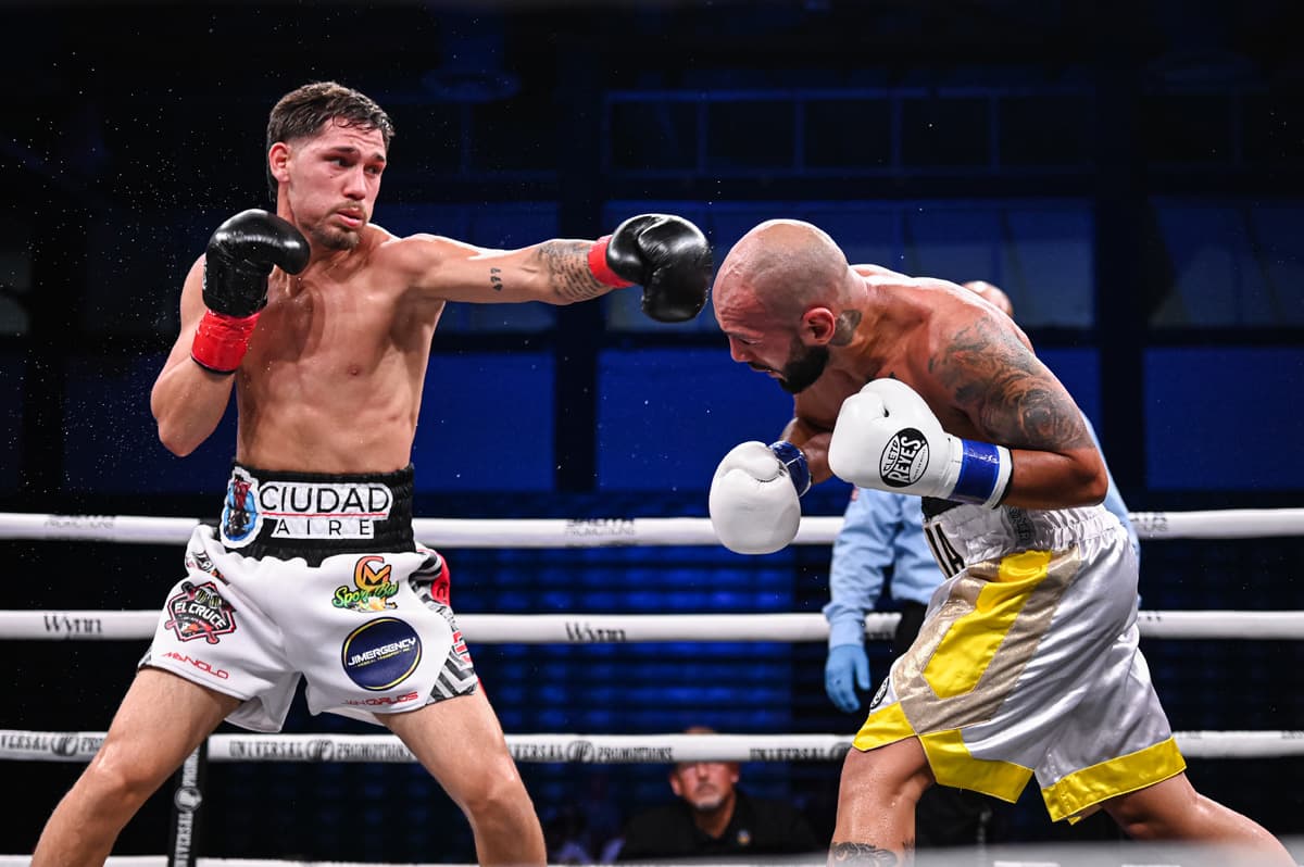 William Colon throws a jab during his bout against Jeremy Triana