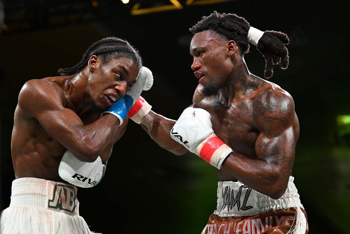 Alex Bray lands a punch during his bout against Antraveous Ingram